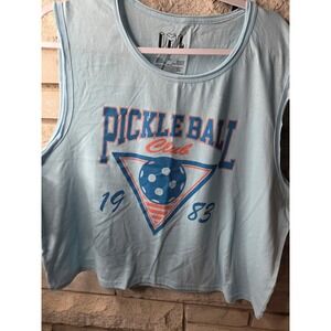 Isaac Morris Pickleball Club 1983 Graphic Muscle Tank Top Light Blue 3X Retro